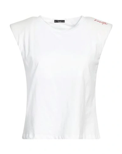 Hanita Woman T-shirt White Size L Cotton