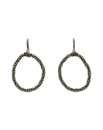 Brunello Cucinelli Woman Earrings Grey Size - Pyrite, 925/1000 Silver