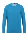Drumohr Man Sweater Turquoise Size 40 Cotton In Blue
