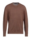 Drumohr Man Sweater Brown Size 44 Linen, Polyester