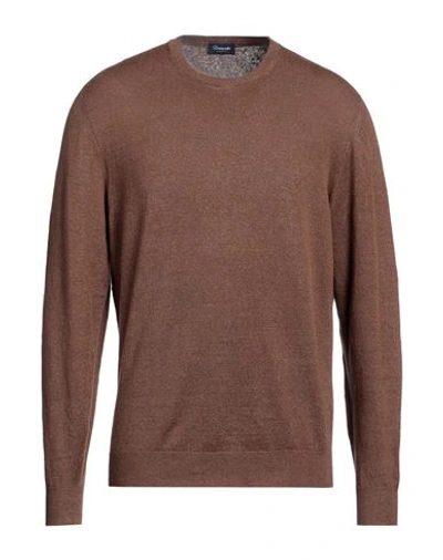 Drumohr Man Sweater Brown Size 44 Linen, Polyester