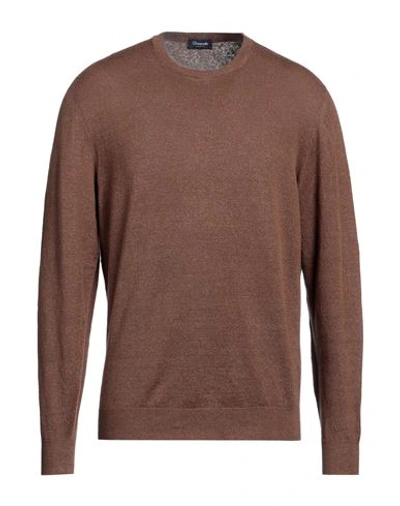 DRUMOHR DRUMOHR MAN SWEATER BROWN SIZE 38 LINEN, POLYESTER