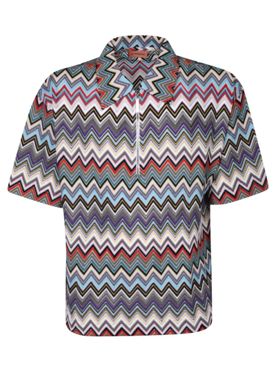 Missoni Zip-up Multicolor Polo Shirt