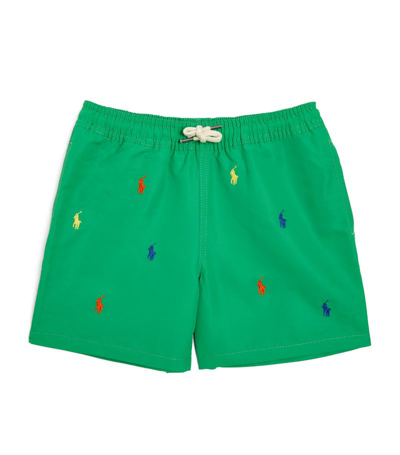 Ralph Lauren Kids' All-over Polo Pony Swim Shorts (5-7 Years) In Green