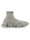 Balenciaga Men's Speed 2.0 Monocolor Recycled Knit Sneakers In Grey