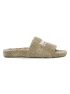 Balenciaga Women's Furry Slide Sandals In Soft Towel In Khaki