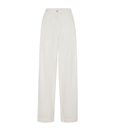 Brunello Cucinelli Cotton-linen Tailored Trousers In Chalk