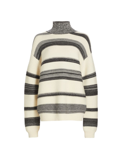 Brandon Maxwell The Georgia Wool Turtleneck Sweater In Black And Ivory Stripe