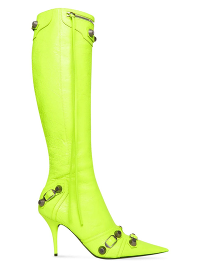 Balenciaga Women's Cagole 90 Mm Boots In Green
