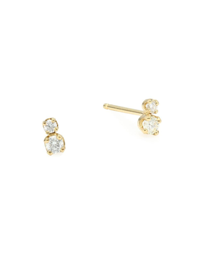 Zoë Chicco 14k Yellow Gold Double Diamond Stud Earrings
