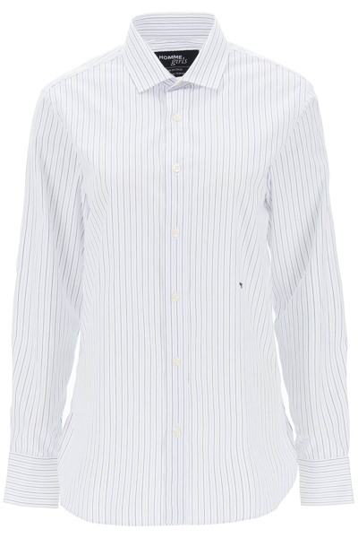 Homme Girls Striped Poplin Shirt In White