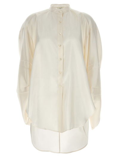 Di.la3 Pari' Curled Sleeve Shirt Shirt, Blouse White