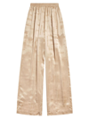 Balenciaga Women's Bal Paris Allover Fluid Tracksuit Pants In 1975 Champagne Beige