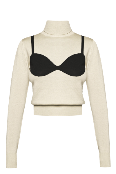 Keburia Wool Bra Turtleneck Sweater In White