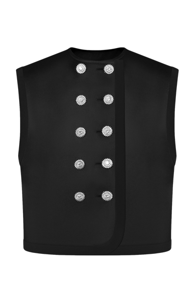 Keburia Zircon Button Vest In Black