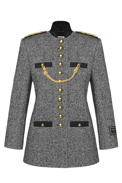 Keburia Longline Military Jacket In Grey