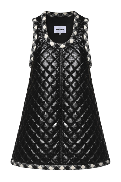 Keburia Diamond Quilted Mini Dress In Black