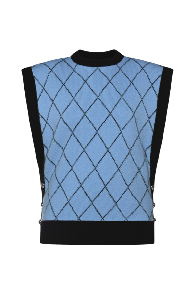 Keburia Diamond Knit Vest In Blue