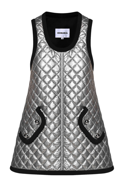 Keburia Diamond Quilted Mini Dress In Silver
