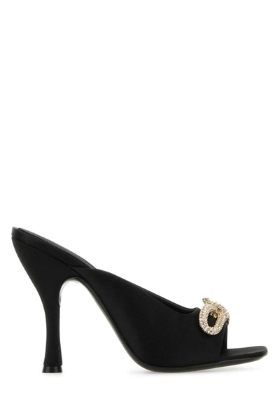 Ferragamo Elegant Satin Flats With 10.5 Cm Heel For Women In Black