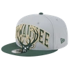 New Era Men's  Gray, Hunter Green Milwaukee Bucks Tip-off Two-tone 9fifty Snapback Hat In Gray/green