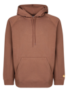 Carhartt Logo-embroidered Long-sleeved Hoodie In Brown