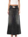 Diesel De-pago Denim Maxi Skirt In Black