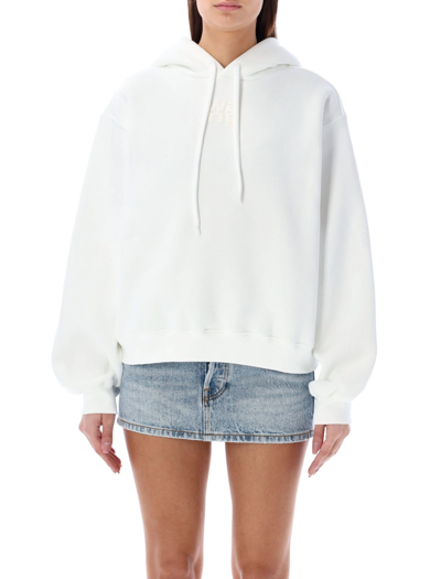 Alexander Wang T Puff Logo Hoodie In White