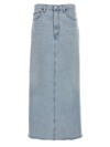Agolde Hilla Mid-rise Back-slit Maxi Skirt In Practice In Light Blue