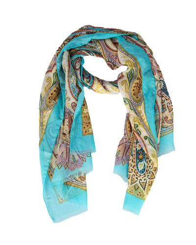 Etro Silk Paisley Scarf In Turquoise