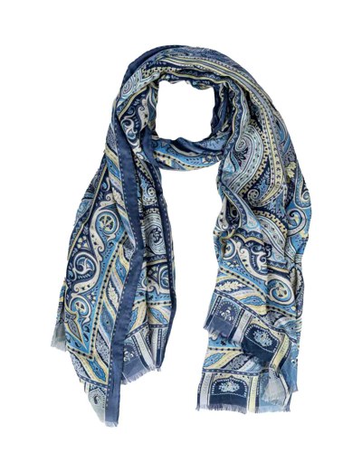 Etro Cashmere Blend Scarf In Clear Blue