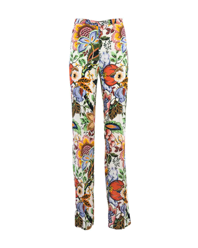 Etro Multicolored Bouquet Trousers In Fantasia