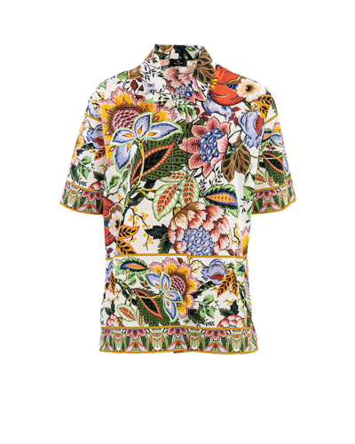 Etro Floral-print Cotton Shirt In Multicoloured