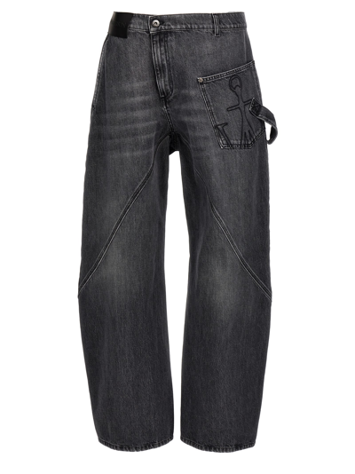 Jw Anderson Oversized Twisted Wide-leg Jeans In Grey