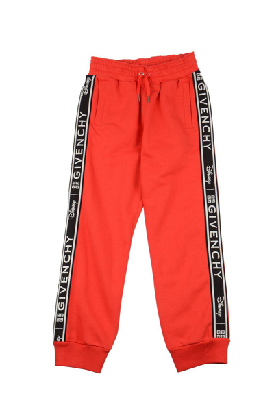 Givenchy Kids X Disney Logo Tape Drawstring Track Pants In Red
