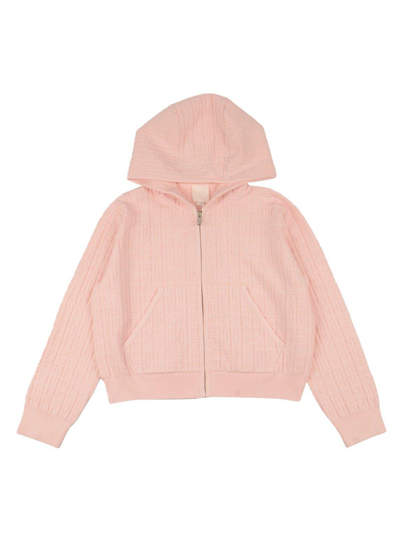 Givenchy Kids 4g Jacquard Zipped Knitted Hoodie In Pink