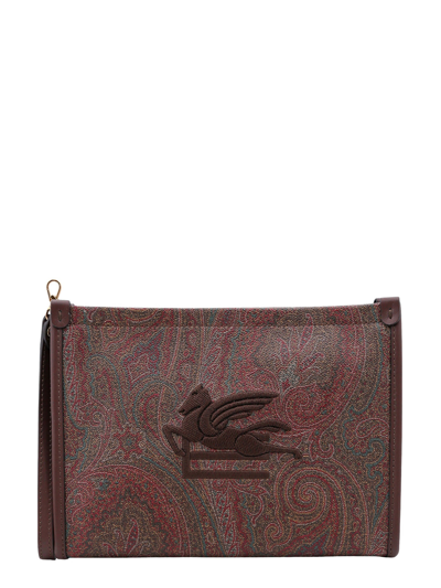 Etro Paisley Clutch In Brown