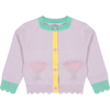 Stella Mccartney Purple Cardigan For Baby Girl With Shells In Violet