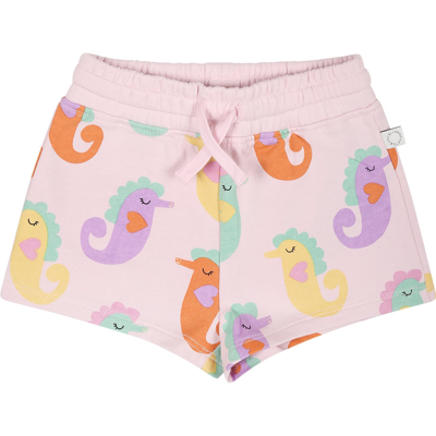 Stella Mccartney Pink Shorts For Baby Girl With Seahorse In Violet