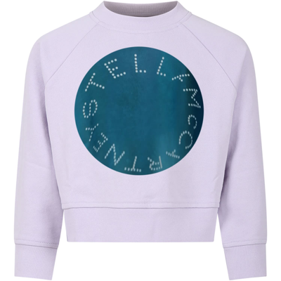 Stella Mccartney Kids' Purple Sweatshirt For Girl With Logo In Violet