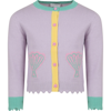 STELLA MCCARTNEY PURPLE CARDIGAN FOR GIRL WITH SHELLS