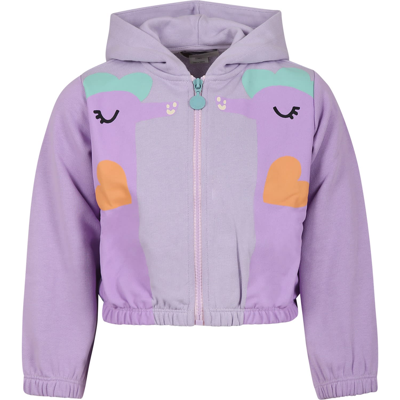 Stella Mccartney Kids' Purple Sweatshirt For Girl With Seahorse In Violet