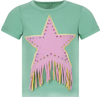 Stella Mccartney Kids Teen Girls Green Cotton Star T-shirt In Green