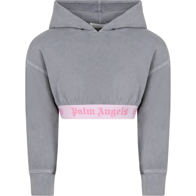 Palm Angels Kids' Grey Sweatshirt For Girl With Logo