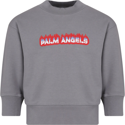 Palm Angels Kids' Grey Sweatshirt For Boy With Logo
