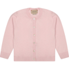 GUCCI PINK CARDIGAN FOR BABY GIRL WITH LOGO