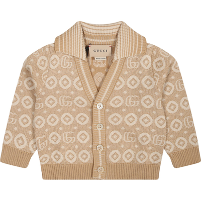 Gucci Babies' Beige Cardigan For Boy With Double G