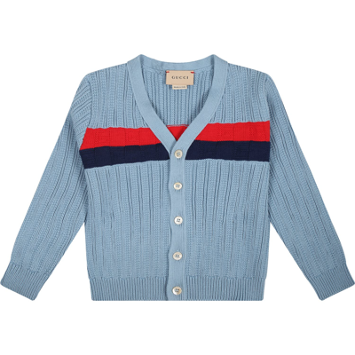 Gucci Light Blue Cardigan For Baby Boy