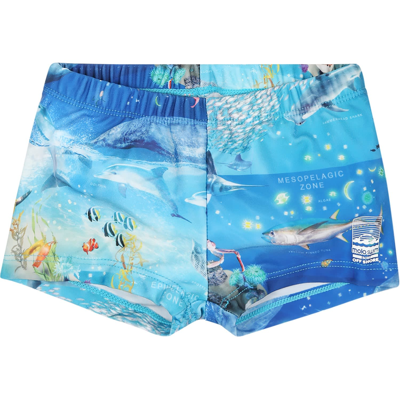 Molo Kids' Light Blue Swimsuit For Baby Boy With Marine Animals