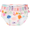 MOLO WHITE SWIMBRIEFS FOR BABY GIRL WITH POLKA DOTS AND SMILE